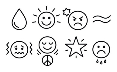 Fototapeta premium Emotional expression icons set - outline, simple and expressive symbols for design