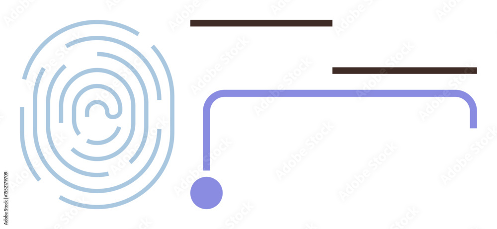 Poster abstract fingerprint with intersecting lines and shapes symbolizing biometric technology, data authe