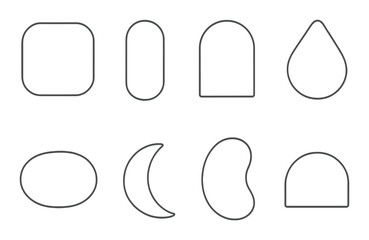Geometric icons set – outline style, simple and minimalist design elements