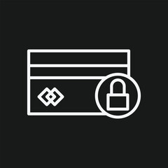 Secure Credit Card Payment Icon with Padlock Symbol for Safe Online Transactions, Financial Data Protection, and E-commerce Fraud Prevention
