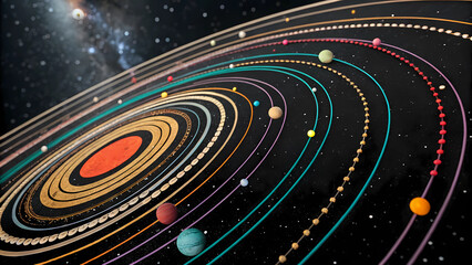 Solar system planets orbits illustration astronomy educational galaxy space exploration science learning model
