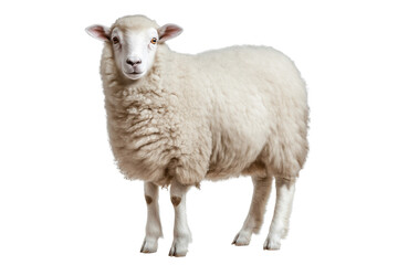 Fototapeta premium Domestic Fluffy Sheep Isolated on Transparent Background