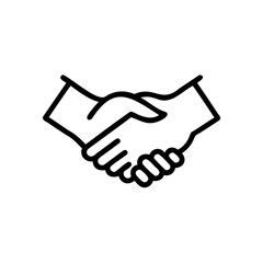 Handdrawn Line Art Two Hands Shaking Teamwork Agreement Deal Concept handshake