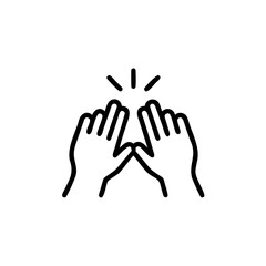 Obraz premium Line Art Hand Drawn Two Hands Teamwork High Five Success Gesture handdrawn highfive