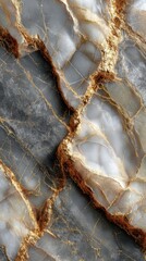 Beautiful gray and gold marbled stone texture with intricate patterns and natural veins