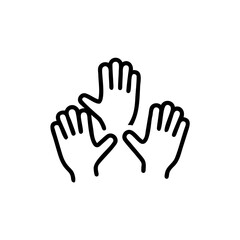 Three Line Drawn Hands Reaching Upwards Teamwork Handdrawn Icon group