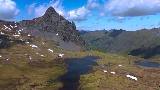 Aerial view of the Tena Valley, Pyrenees, Huesca, Aragon, Spain