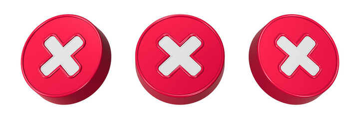 cancel button 3d rendering red color