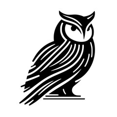 Stylized owl illustration in minimalist style, isolated vector image on transparent background  