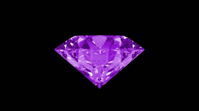 Purple sapphire diamond rotate on transparent background loop video