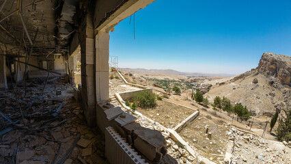 Panoramic View from Ruined Building Over Desert