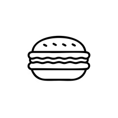 Handdrawn Line Art Burger Icon Simple Fast Food Menu Graphic hamburger fastfood