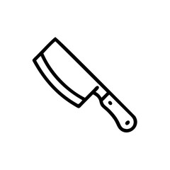 Handdrawn Line Art Cleaver Kitchen Knife Isolated on Background cooking tool