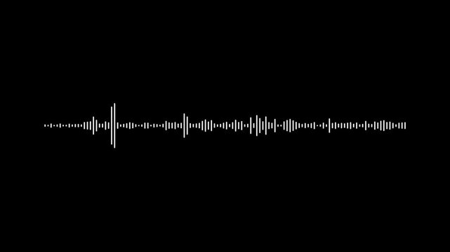 Audio wave animation isolated on black background. Sound wave audio spectrum animation with transparent background, Dynamic equalizer visual effect, Abstract sound waves, 