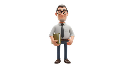 3D middle aged teacher male cartoon