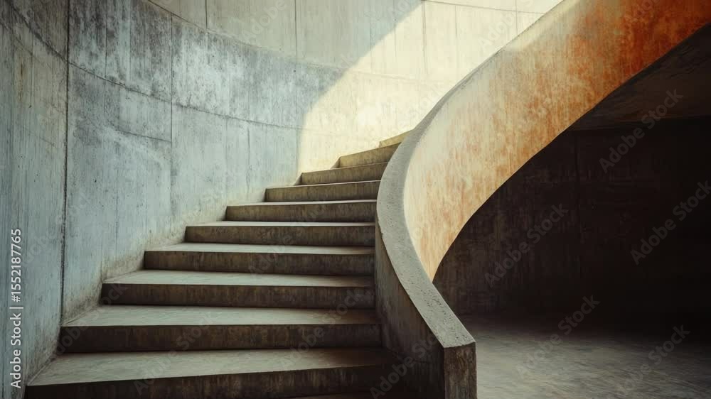 Poster a concrete building staircase is pictured on this image