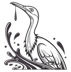 heron on a white background