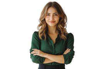 Smiling Young Female in Casual Outfit Isolated on White Background