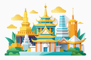 Parisian castle vector illustration: an iconic architectural landmark for summer travel