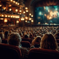 Audience enjoys a spectacular performance at a historic theater during an evening show in the city