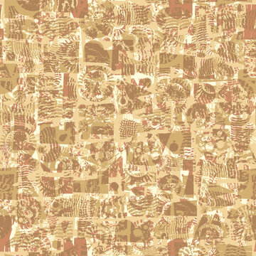 Abstract vector seamless background pattern with simple, thick font consisting of geometric shapes on a marine theme or on the topic of building materials. Fabric, textile, tile, wallpaper. Not AI