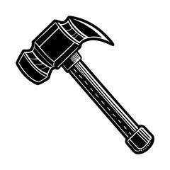 Illustration of a claw hammer tool for carpentry woodworking and construction projects diy equipment item