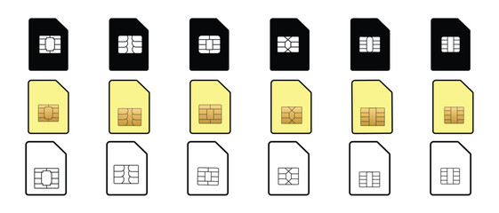 Sim card icon vector set. Silhouette of mobile sim symbol and sign. Dual sim card icon vector illustration.