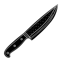 Chef knife illustration: professional kitchen knife, cooking utensil, culinary tool, sharp blade, black and white drawing