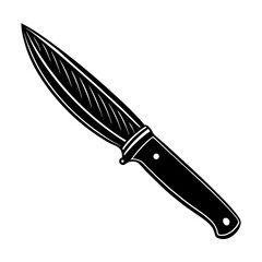 Find black and white hunting knife vector illustration for camping and outdoor survival equipment needs