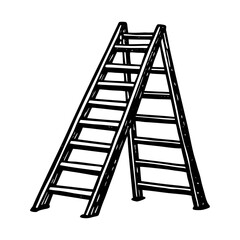 Illustration of folding step ladder for home improvement projects and construction site equipment use