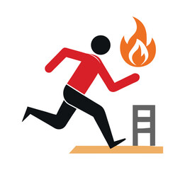 Minimal Emergency Exit Door Sign with Running Man Vector EPS Icon.