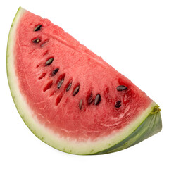 A slice of fresh watermelon isolated on transparent background ready to eat