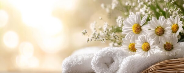 Soft Towels, Daisies and Golden Light A Spa Day Concept