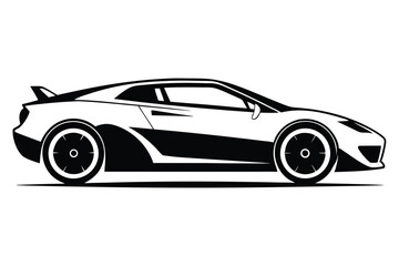 Fototapeta premium Sleek Black and White Sports Car Outline Vector Illustration of a Vehicle