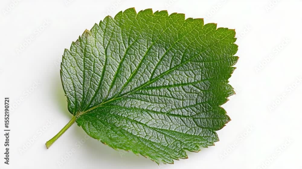 Poster a close-up of a single leaf on a white background, ideal for use in nature-inspired designs or as a 