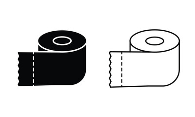 Toilet paper and Tissue paper icon vector set. Silhouette of Tissue and toilet paper roll vector symbol design. Outline icon of tissue paper. Vector illustration.