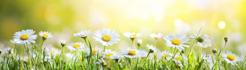 Sunny Daisies Field of Flowers in Springtime Light