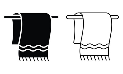 Towel icon vector set design isolated on white background. Silhouette of towel line icon symbol and sign design. Vector illustration.
