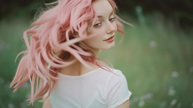 Beautiful Pink-Haired Alternative Girl Portrait