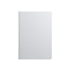 Hardcover white notebook front, isolated on transparent background