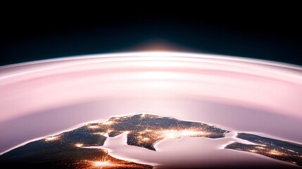 Illuminated Earth at Night Viewed from Space