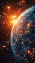Illuminated Earth Map Across Continents at Night