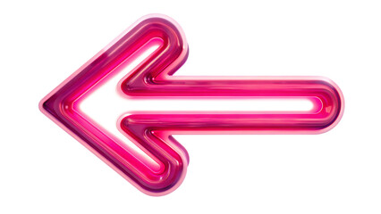 Pink neon left arrow isolated on a white background png ai generated