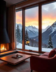 winter landscape with window