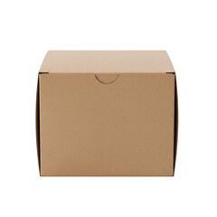 Brown kraft cardboard box mockup, isolated on transparent background