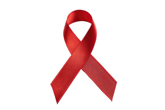 A bright red satin ribbon tied in a loop isolated on transparent background