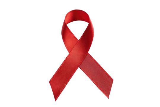 A bright red satin ribbon tied in a loop isolated on transparent background