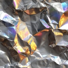 Iridescent Crumpled Plastic Film Texture