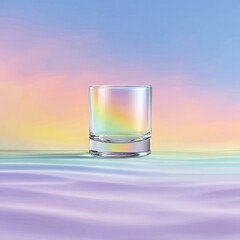 Iridescent Glass Tumbler on Pastel Background