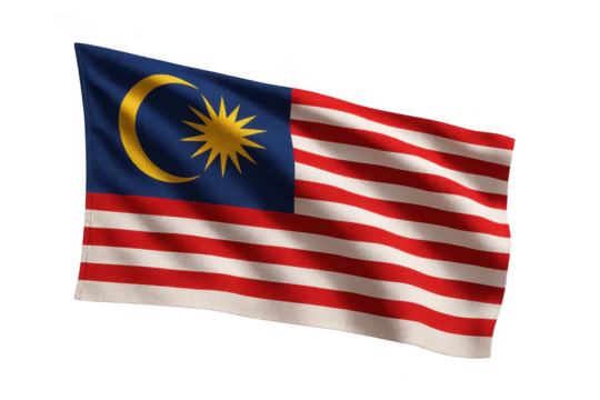 Malaysia flag isolated on transparent background, national symbol of patriotism